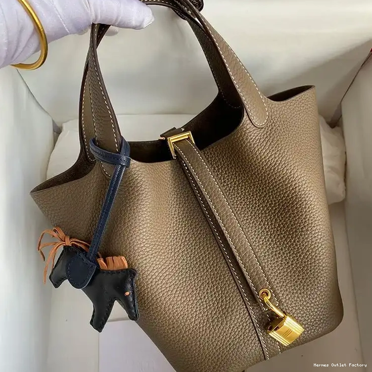 In Lock Picotin Gold Clemence Hermes Leather Bag Hardware Palladium Khaki 0501